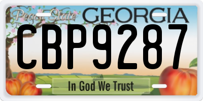 GA license plate CBP9287