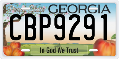 GA license plate CBP9291