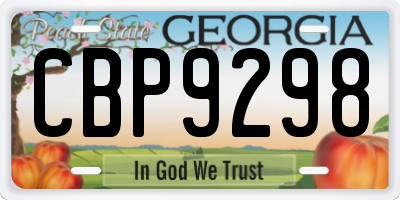 GA license plate CBP9298