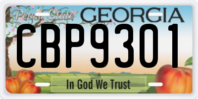 GA license plate CBP9301