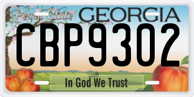 GA license plate CBP9302