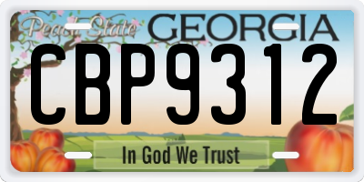 GA license plate CBP9312
