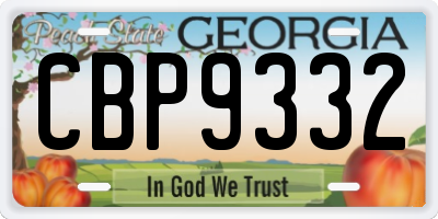 GA license plate CBP9332