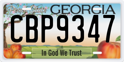 GA license plate CBP9347