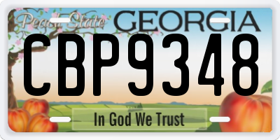 GA license plate CBP9348