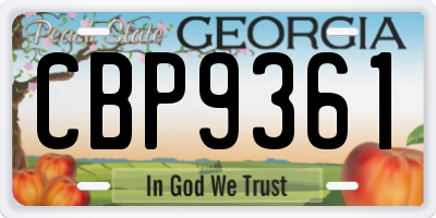 GA license plate CBP9361