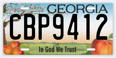 GA license plate CBP9412
