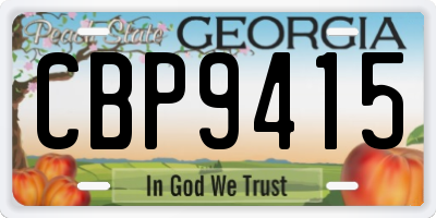 GA license plate CBP9415
