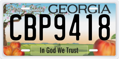 GA license plate CBP9418