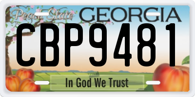 GA license plate CBP9481