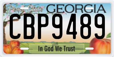 GA license plate CBP9489