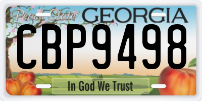 GA license plate CBP9498