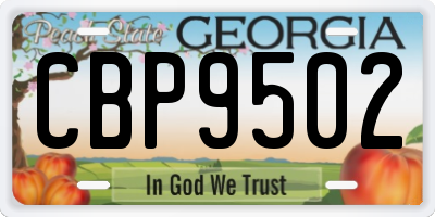 GA license plate CBP9502