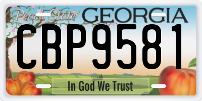 GA license plate CBP9581