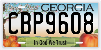 GA license plate CBP9608