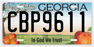 GA license plate CBP9611
