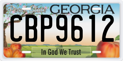 GA license plate CBP9612