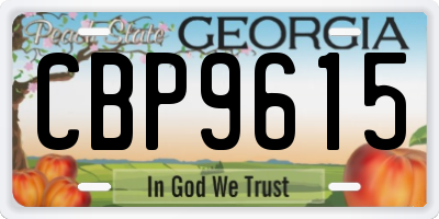 GA license plate CBP9615