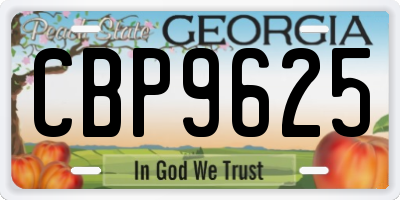 GA license plate CBP9625
