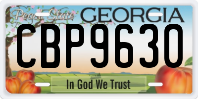 GA license plate CBP9630