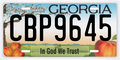 GA license plate CBP9645
