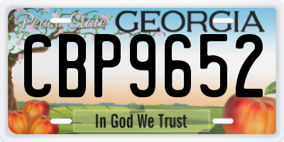 GA license plate CBP9652