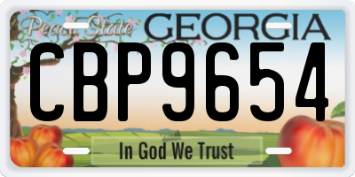 GA license plate CBP9654