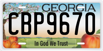 GA license plate CBP9670