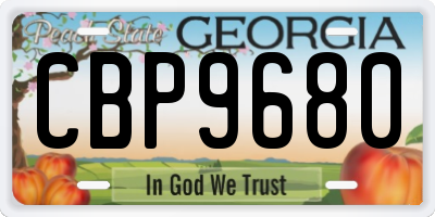 GA license plate CBP9680