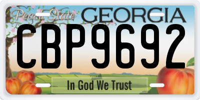 GA license plate CBP9692