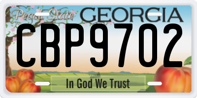 GA license plate CBP9702