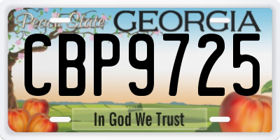GA license plate CBP9725