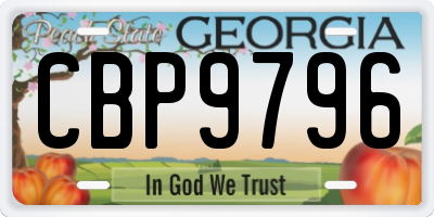 GA license plate CBP9796
