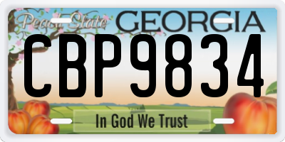 GA license plate CBP9834