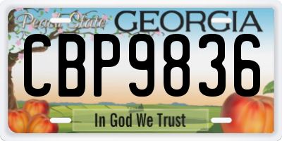 GA license plate CBP9836