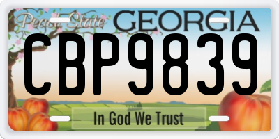 GA license plate CBP9839