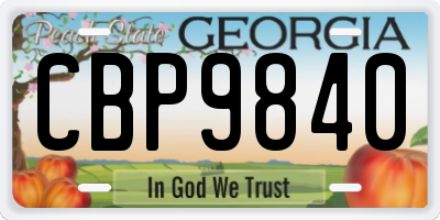 GA license plate CBP9840