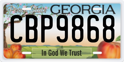 GA license plate CBP9868