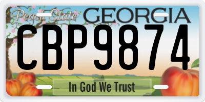 GA license plate CBP9874