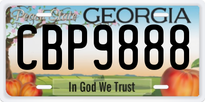 GA license plate CBP9888