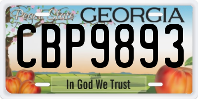 GA license plate CBP9893