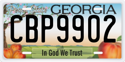 GA license plate CBP9902