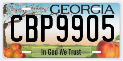 GA license plate CBP9905