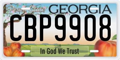 GA license plate CBP9908