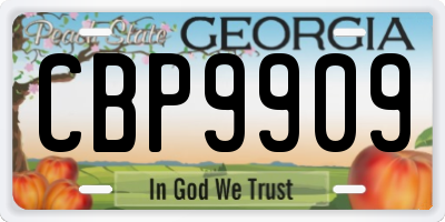 GA license plate CBP9909