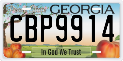 GA license plate CBP9914