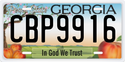 GA license plate CBP9916