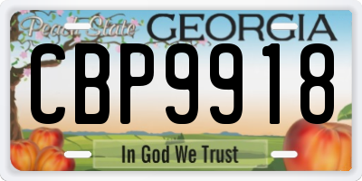 GA license plate CBP9918