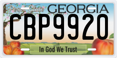 GA license plate CBP9920