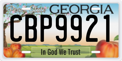 GA license plate CBP9921